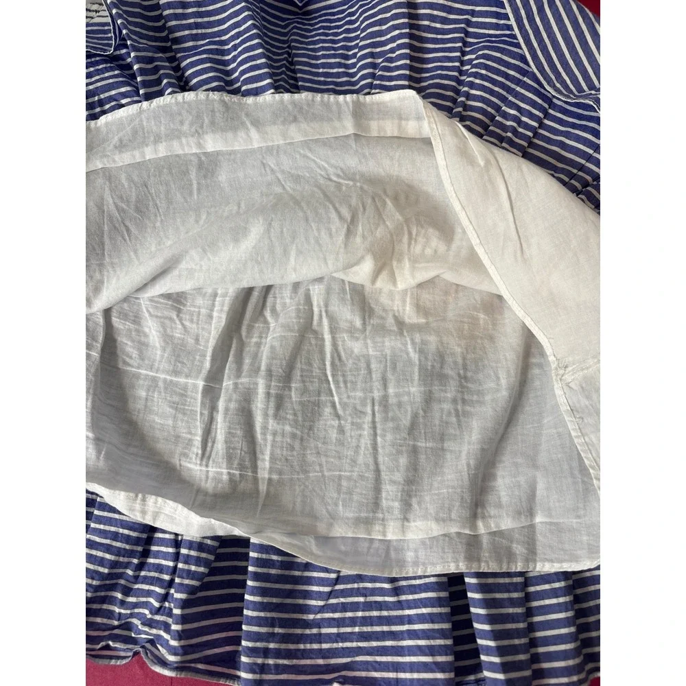 J. CREW Blue White Striped Tiered Ruffle Mini Skirt Sz‎ 6 Beachy Preppy Nautical